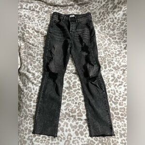 Black distressed ankle jeans